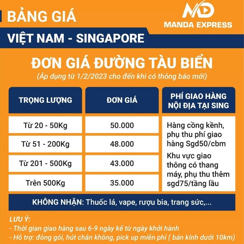 Giá cước gửi cá khô đi Singapore