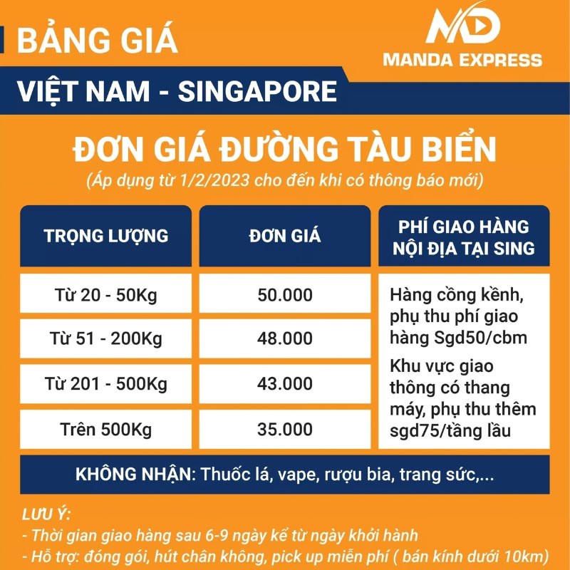 Giá cước gửi khô gà đi Singapore