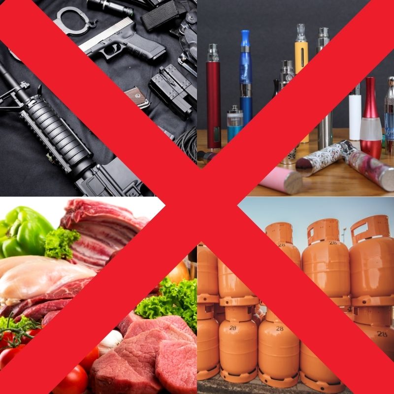 Các mặt hàng cấm gửi đi Mỹ