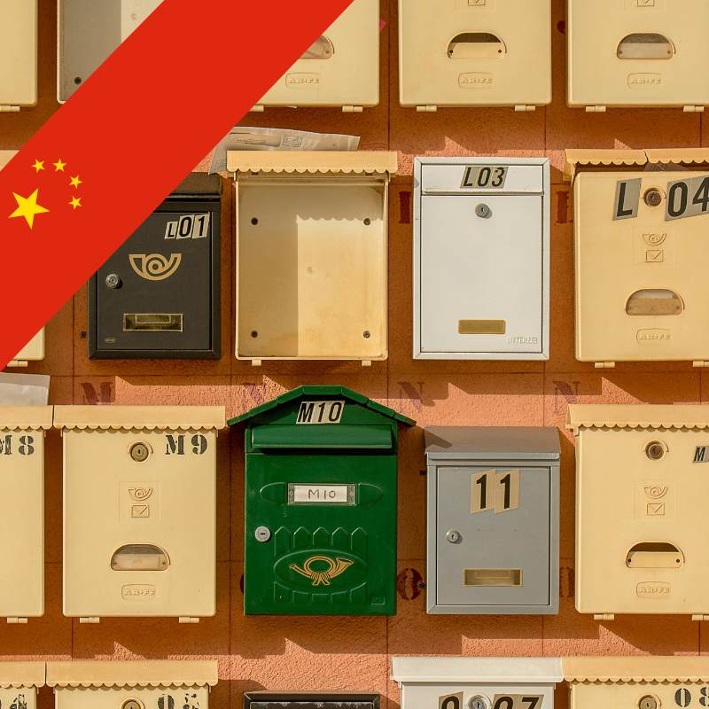 Các hộp gửi thư đi Trung Quốc